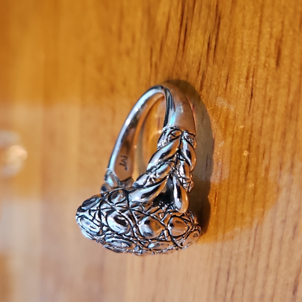 Jai Sterling Silver Croco embossed Dome Ring